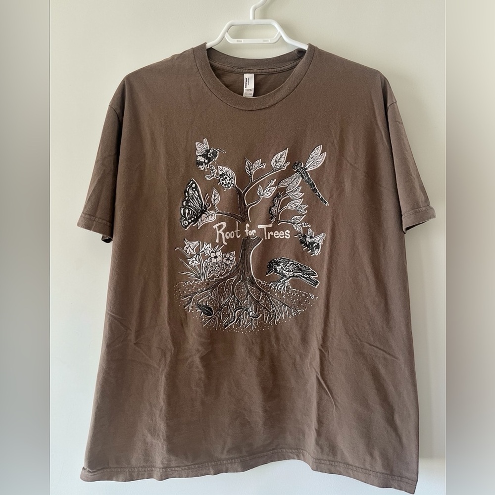 American Apparel Brown Graphic Tee “Root for Trees” Women’s Oversized Medium